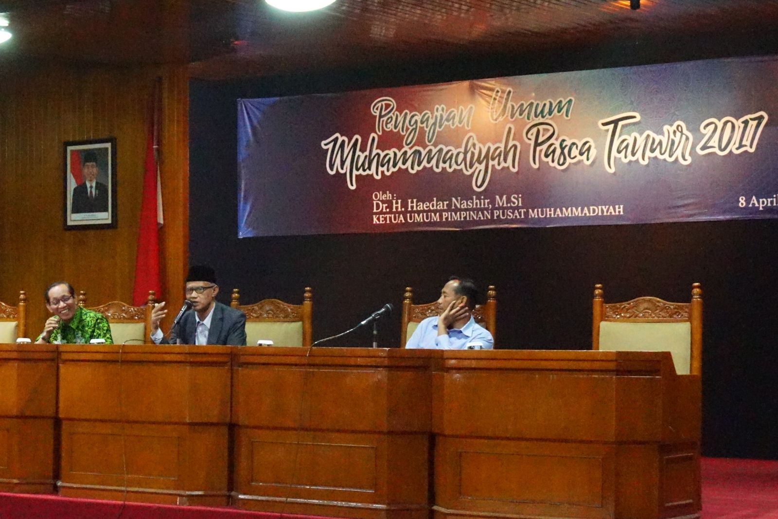 Muhammadiyah Chairman Haedar Nashir during a dialogue with the civitas academica on islamic public