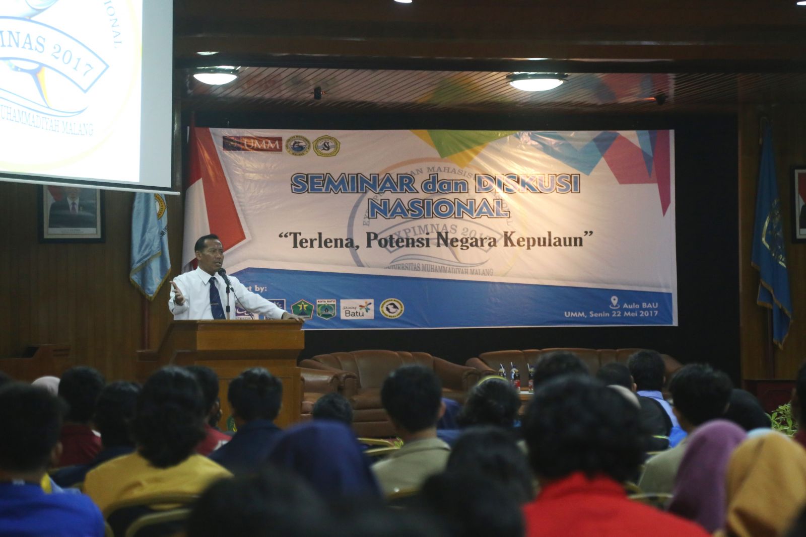 Rekot UMM, Fauzan saat memberikan sambutan. PROGRAM studi Perikanan Universitas Muhammadiyah Malang