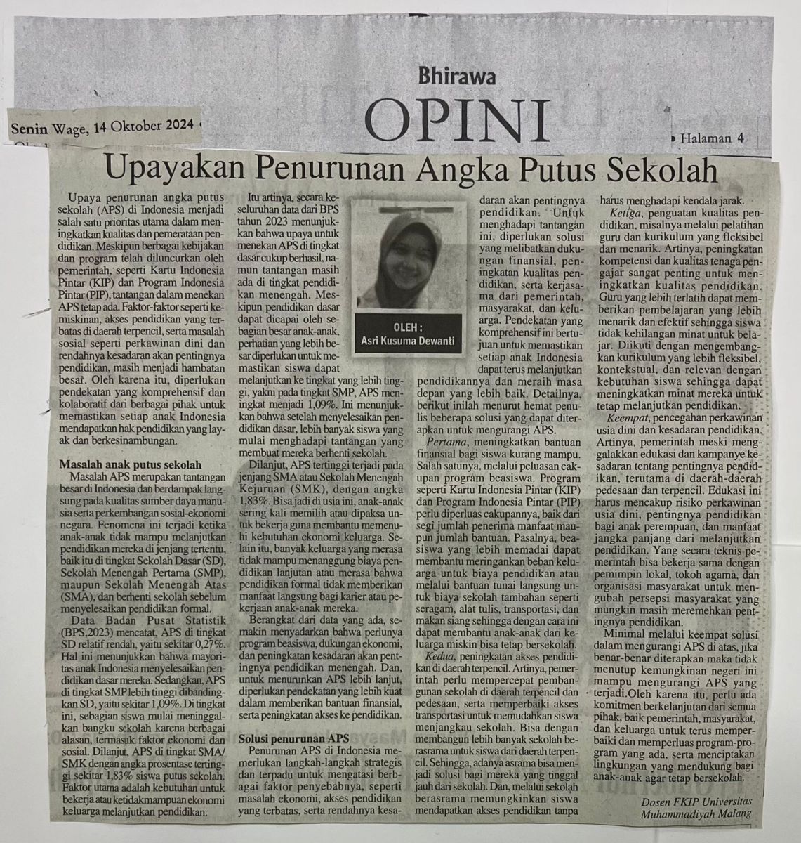 Upayakan Penurunan Angka Putus Sekolah