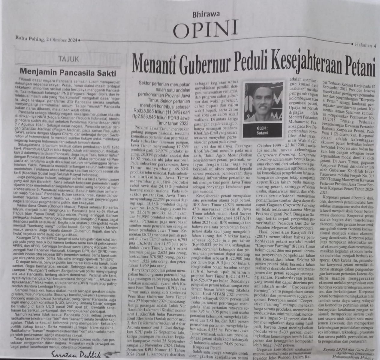 Menanti Gubernur Peduli Kesejahteraan Petani