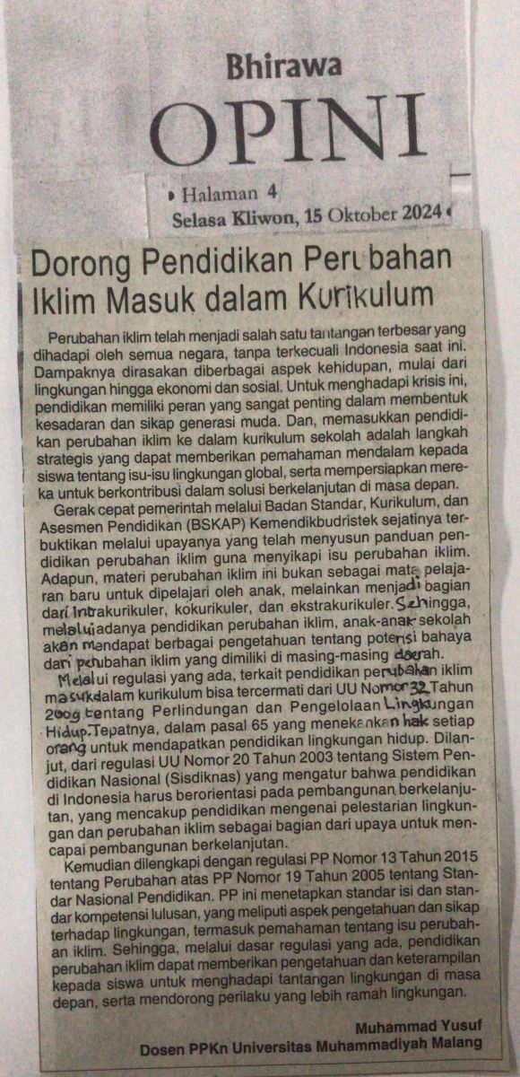 Dorong Pendidikan Perubahan Iklim Masuk dalam Kurikulum