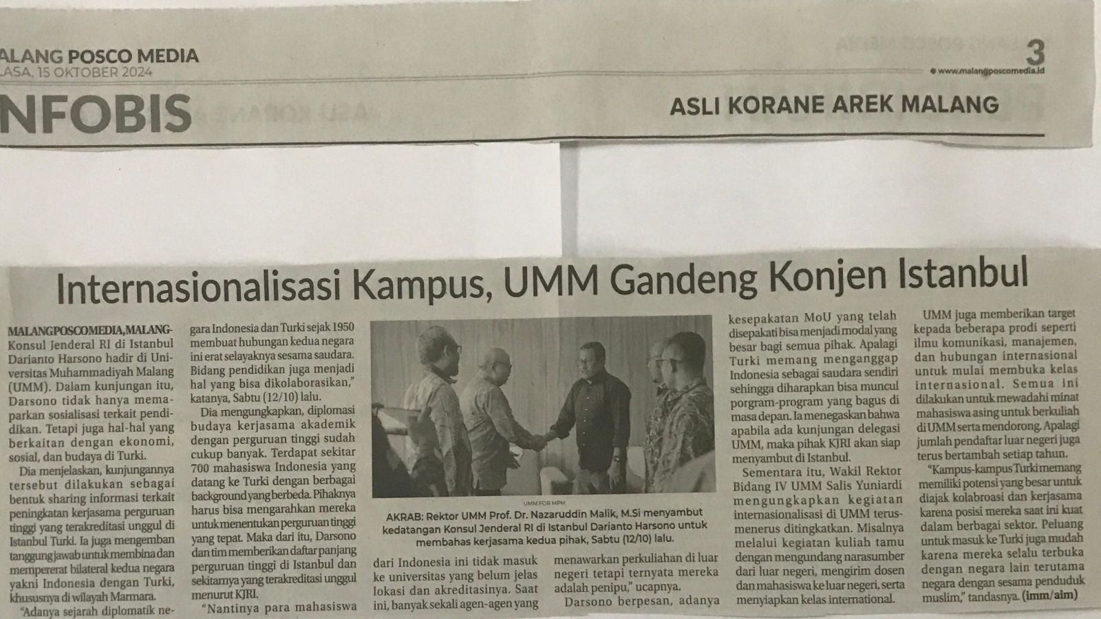 Internasionalisasi Kampus, UMM Gandeng Konjen Istanbul