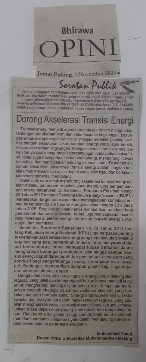 Dorong Akselerasi Transisi Energi