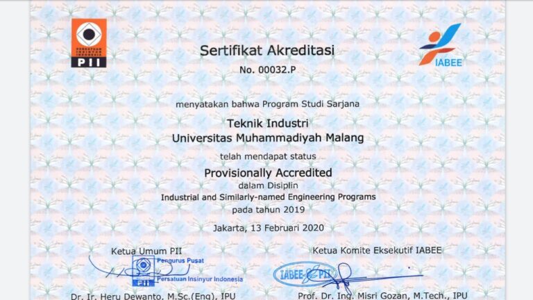 Prodi Teknik Industri UMM Raih Akreditasi Internasional