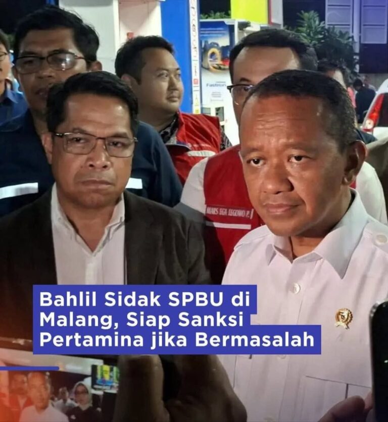 Bahlil Lahadalia Menteri ESDM Sidak SPBU Malang, Janji Tindak Tegas Pelanggaran