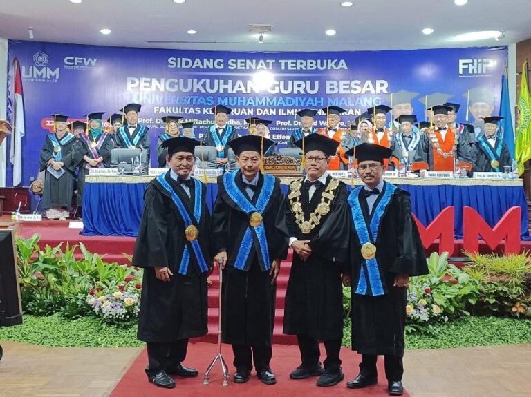 Tiga Guru Besar FKIP UMM Dikukuhkan, Kaji Mikrobiologi, Kurikulum, hingga Bioetika