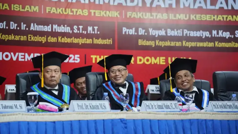 UMM Kukuhkan Tiga Guru Besar Baru, Paparkan Industri Hijau, Pendidikan Islam, dan Stunting