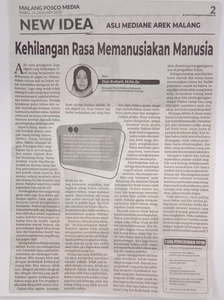 Kehilangan Rasa Memanusiakan Manusia