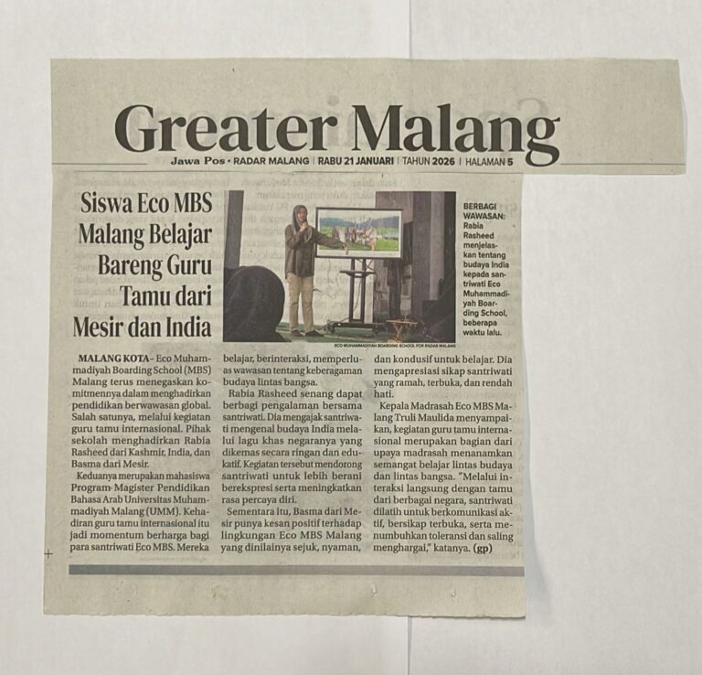 Siswa Eco MBS Malang Belajar Bareng Guru Tamu dari Mesir dan India