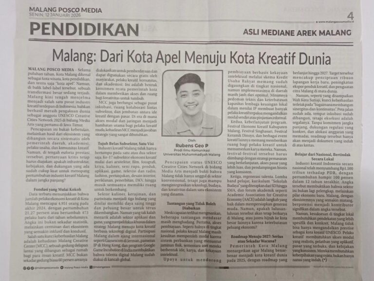 Malang: Dari Kota Apel Menuju Kota Kreatif Dunia