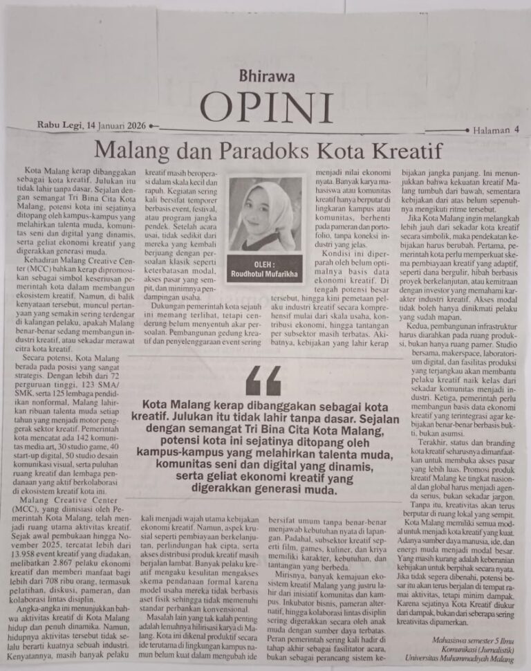 Malang dan Paradoks Kota Kreatif