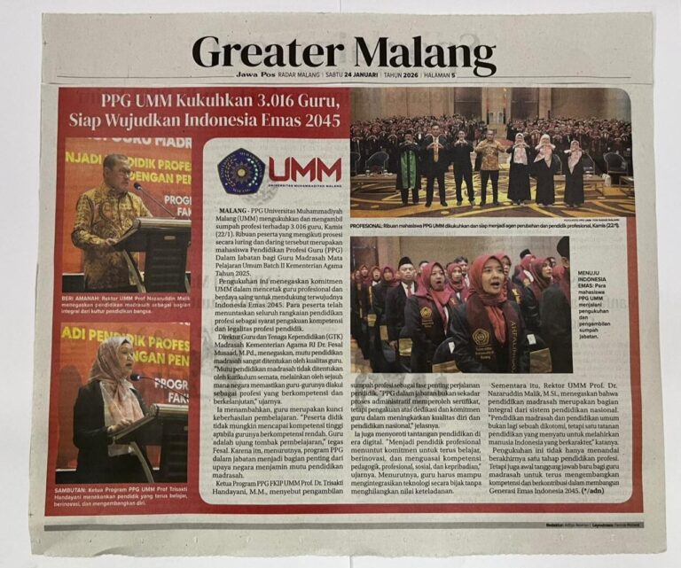 PPG UMM Kukuhkan 3.016 Guru, Siap Wujudkan Indonesia Emas 2045