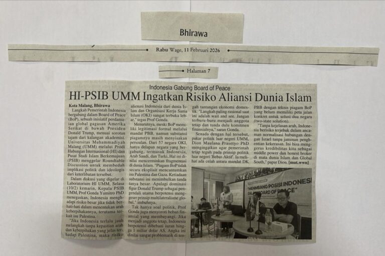 HI-PSIB UMM Ingatkan Risiko Aliansi Dunia Islam