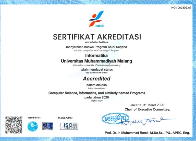 Tembus Akreditasi Internasional IABEE, Informatika UMM Siap Cetak Penakluk Teknologi Global