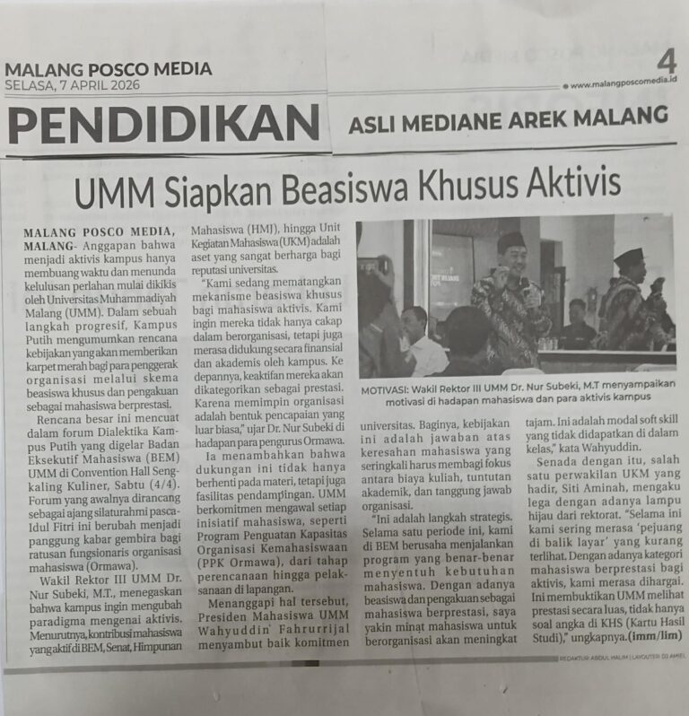 UMM Siapkan Beasiswa Khusus Aktivis