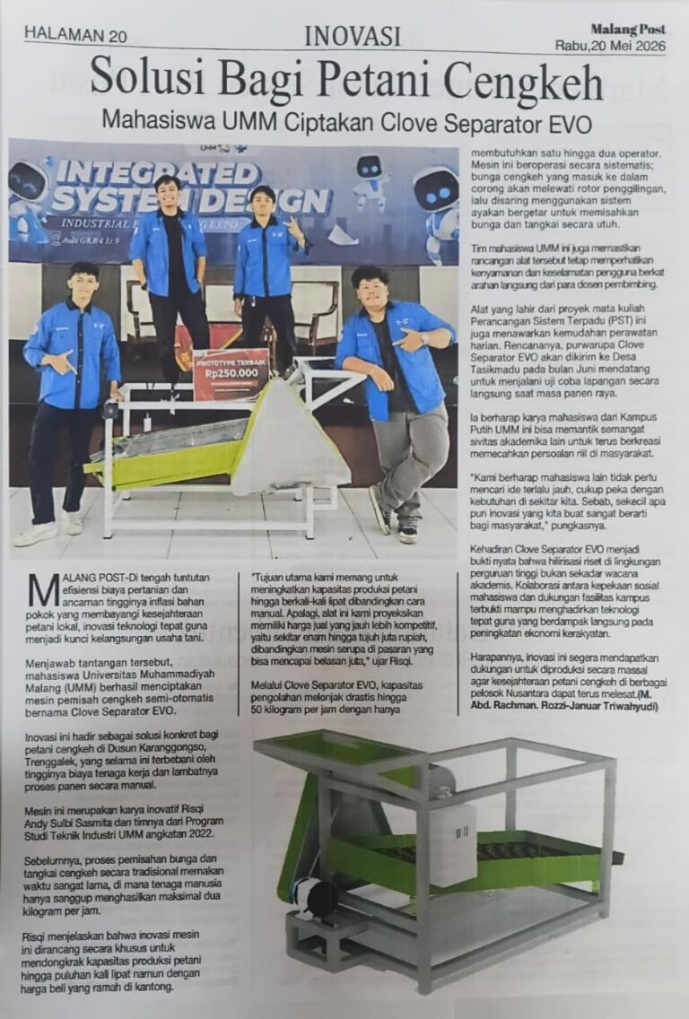Solusi Petani Cengkeh Mahasiswa UMM Ciptakan Clove Separator EVO