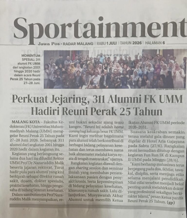 Perkuat Jejaring, 311 Alumni FK UMM Hadiri Reuni Perak 25 Tahun