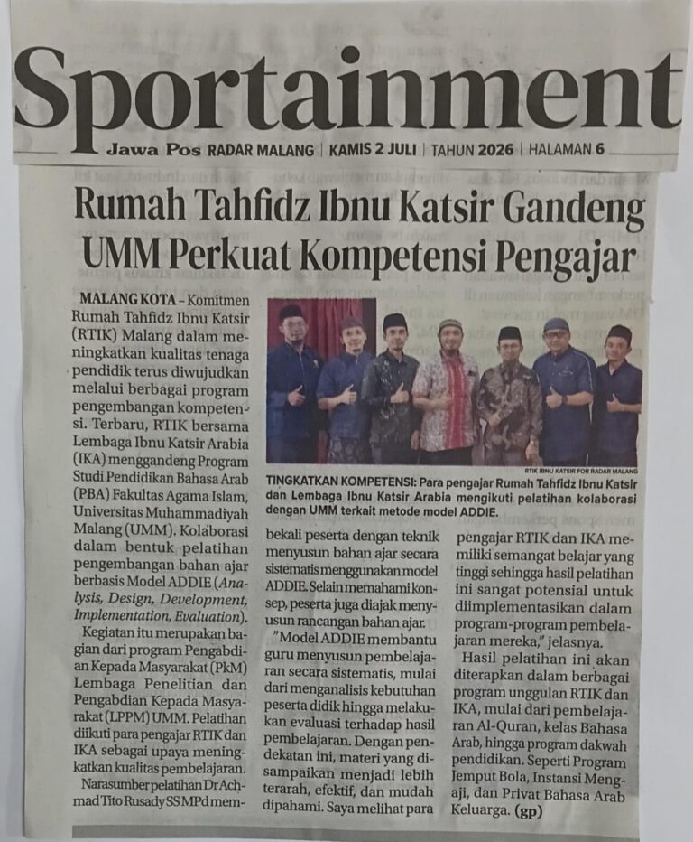 Rumah Tahfidz Ibnu Katsir Gandeng UMM Perkuat Kompetensi Pengajar