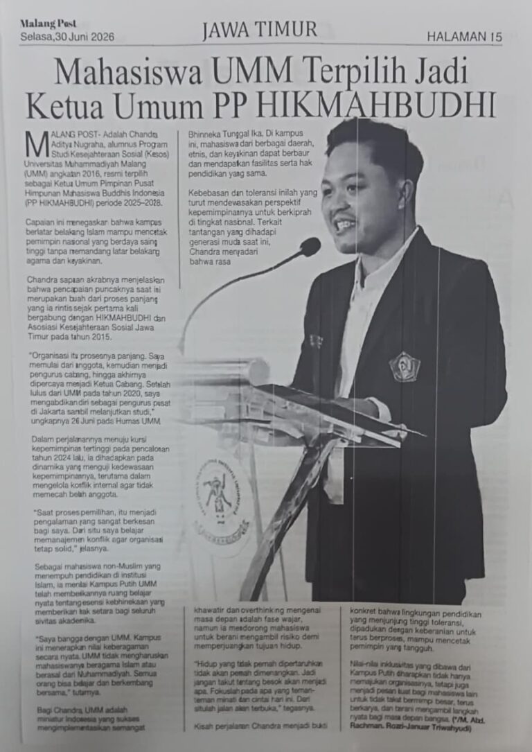 Mahasiswa UMM Terpilih Jadi Ketua Umum PP HIKMAHBUDHI